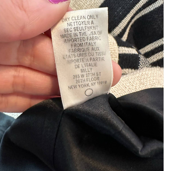 Milly black cream sleeveless color block lined canvas sheath dress size 0 - Picture 7 of 16